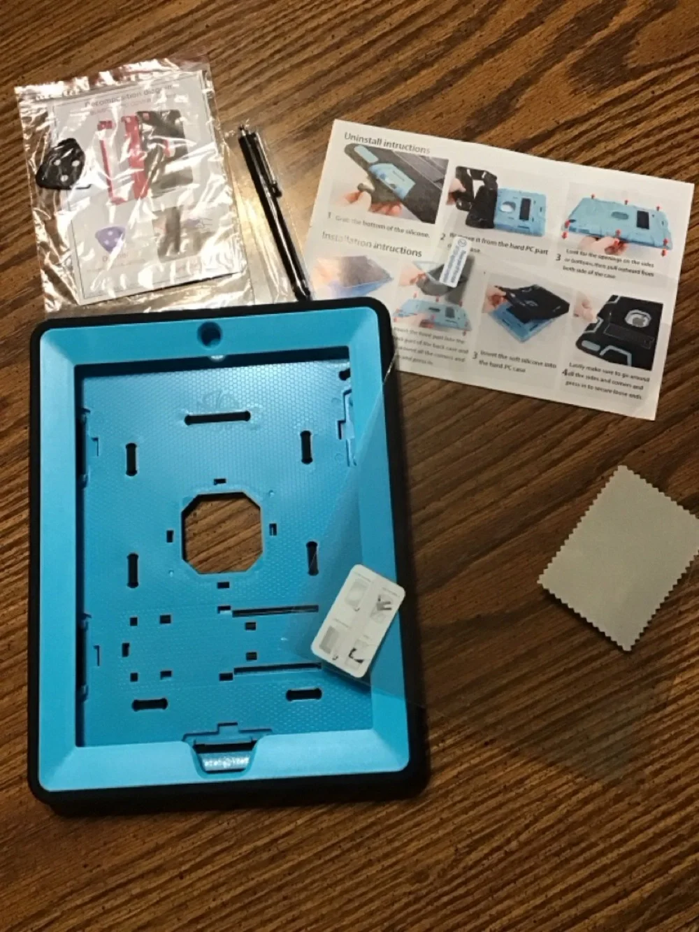 Blue ipad 2/3/4 shockproof military Case Shell with Black Trim & stand